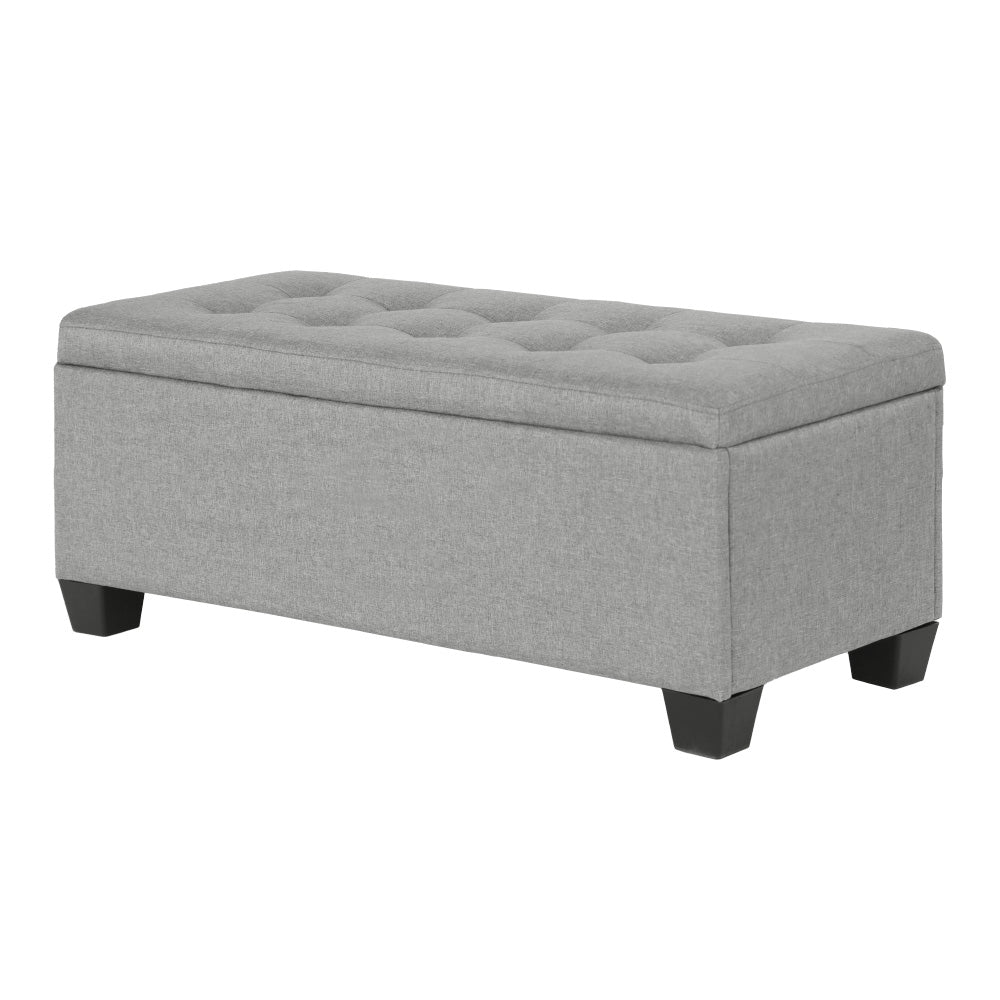 Artiss Storage Ottoman Blanket Box 97cm Linen Light Grey-7