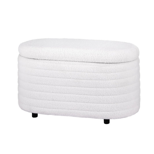 Artiss Storage Ottoman Blanket Box 87cm Boucle Fabric Oval-0