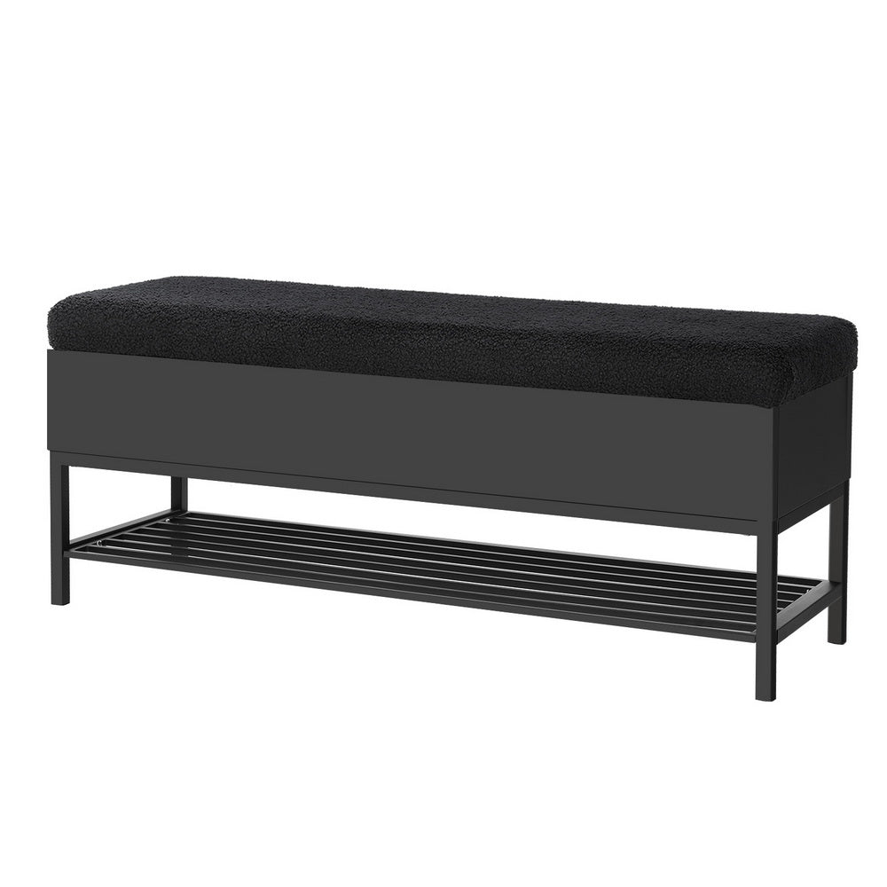 Artiss Storage Ottoman Blanket Box 110cm Boucle Shelf-0