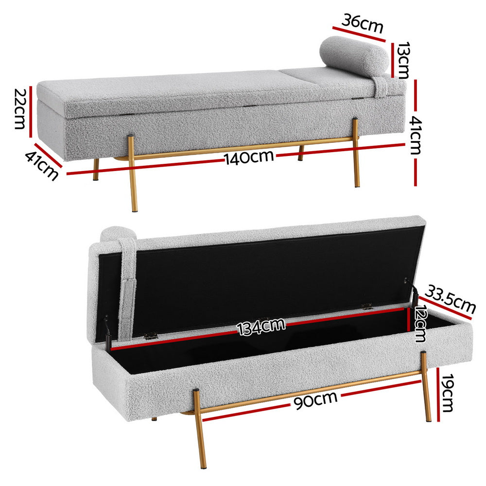 Artiss Storage Ottoman Bed 140cm Pillow Foot Stool-1