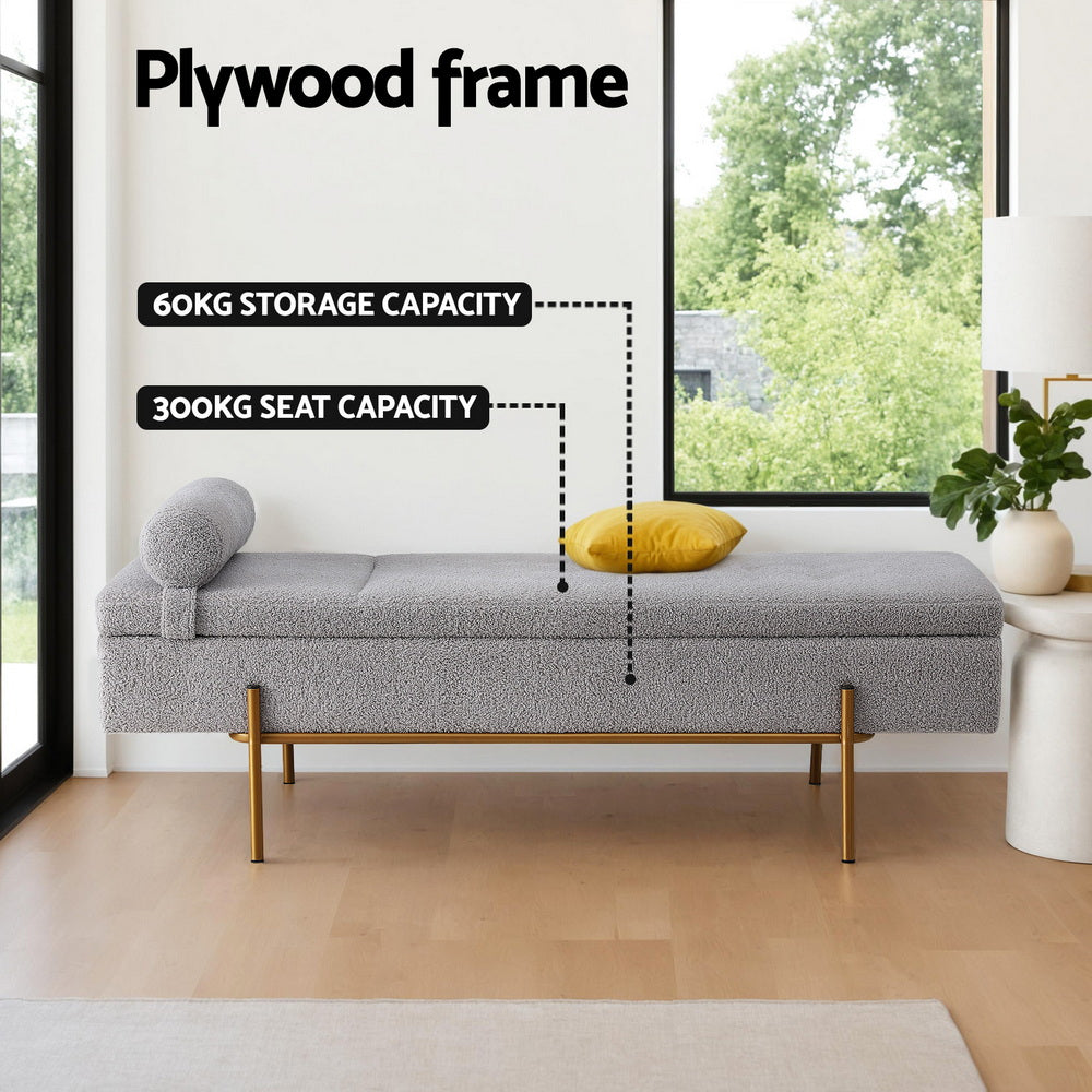 Artiss Storage Ottoman Bed 140cm Pillow Foot Stool-3