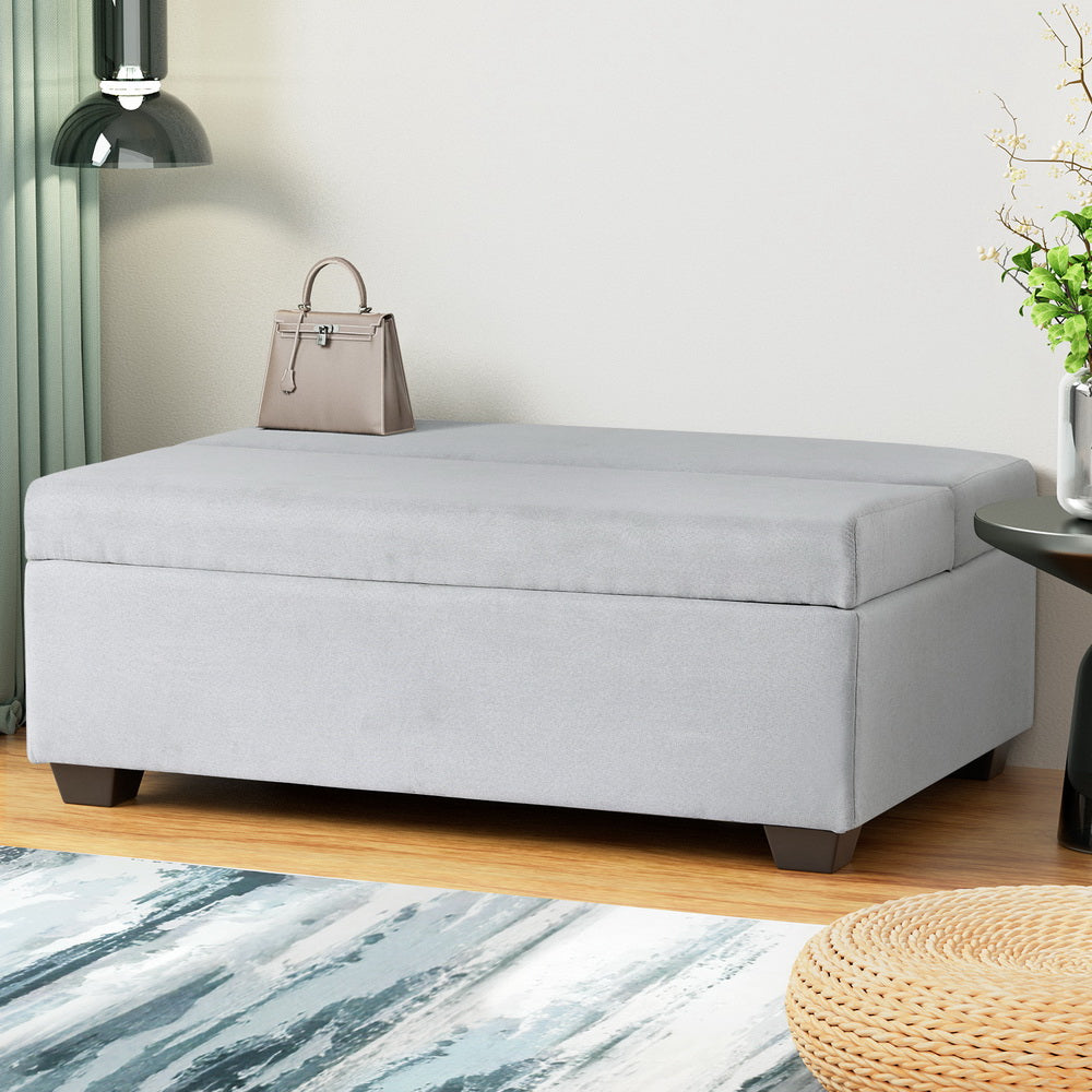 Artiss Ottoman Storage Sofa Bed 112cm Foldable Grey-6