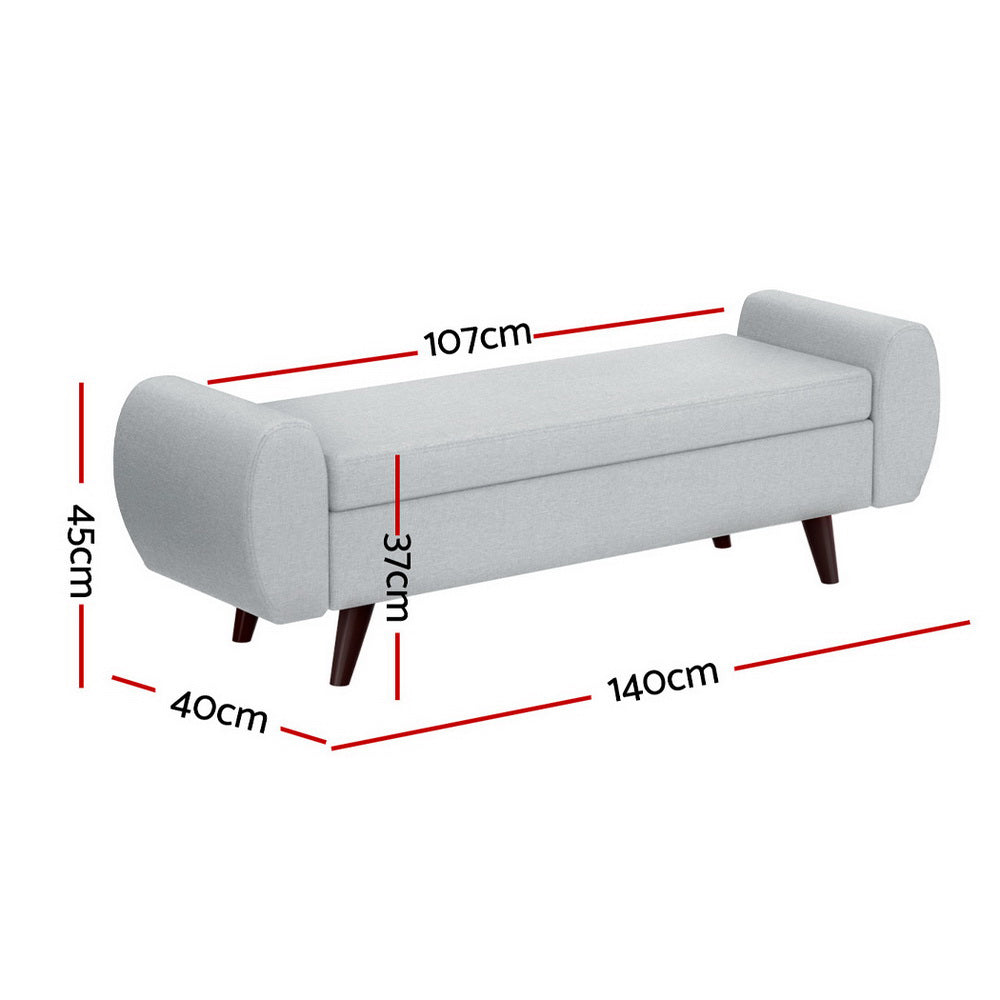 Artiss Storage Ottoman Blanket Box Armrest 140cm Grey-1