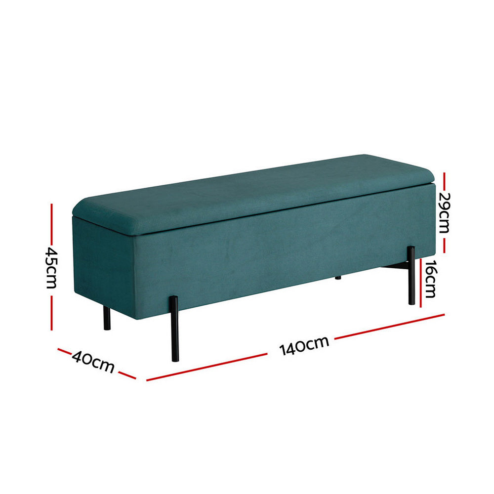 Artiss Storage Ottoman Blanket Box 140cm Velvet Green-1