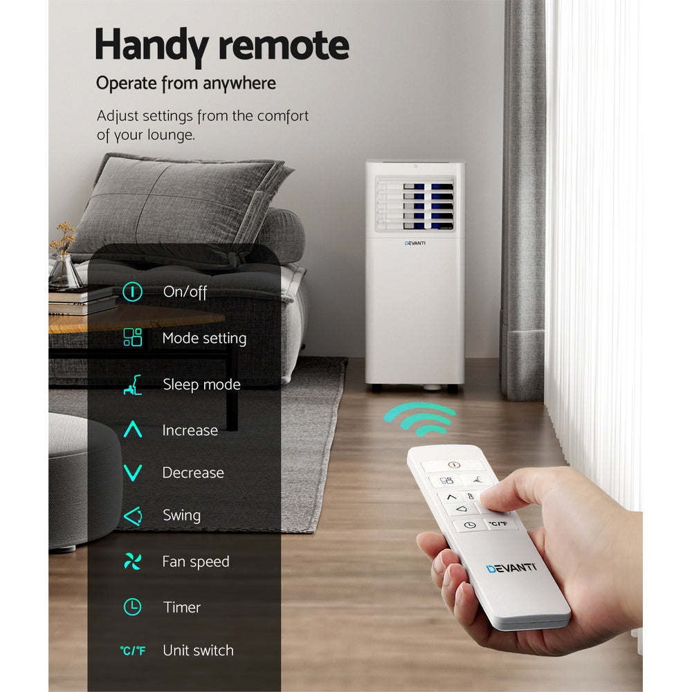 Devanti Portable Air Conditioner 7000BTU Cooling Mobile Fan Cooler Dehumidifier-4