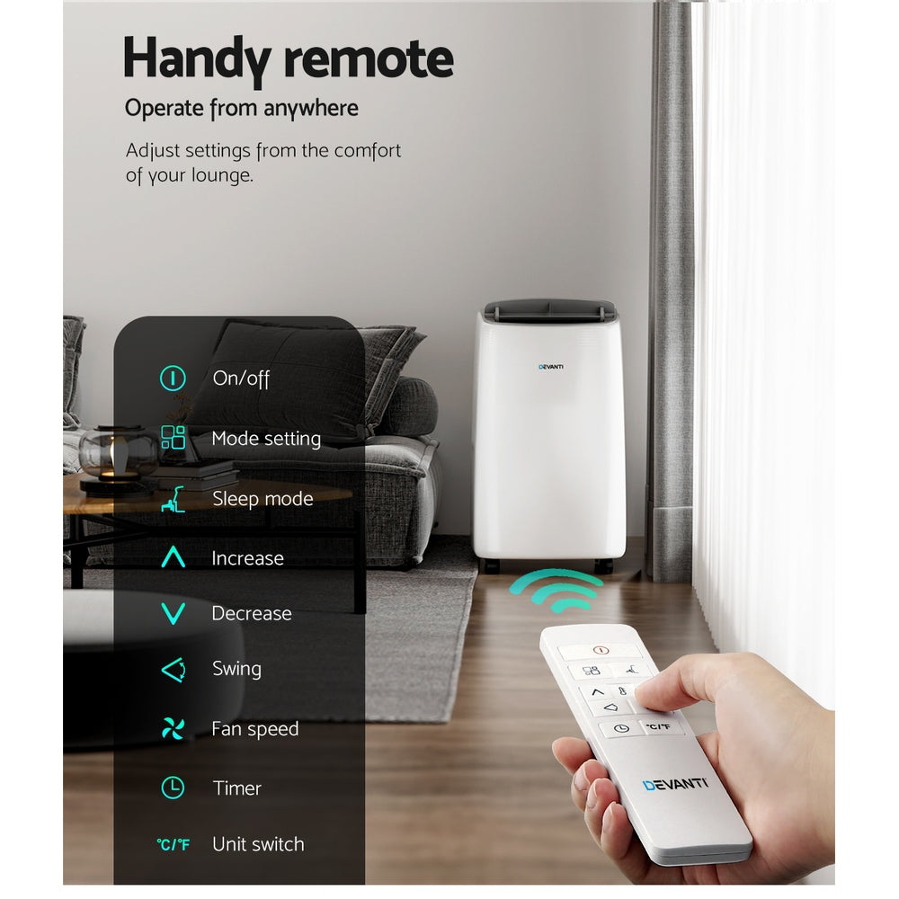 Devanti 12000BTU Portable Air Conditioner Cooling Mobile Fan Cooler Remote 3300W-4