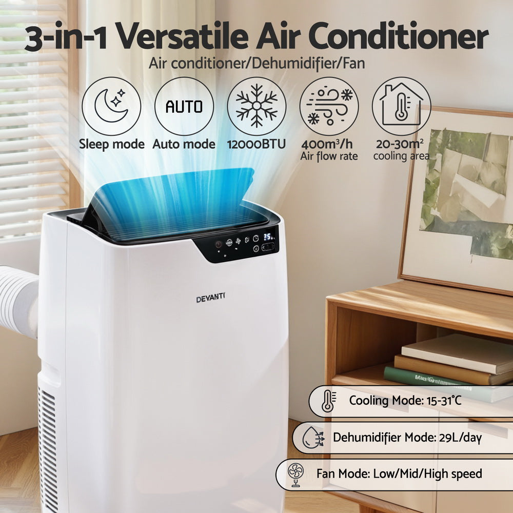 Devanti Portable Air Conditioner Dehumidifier Fan 12000BTU-3