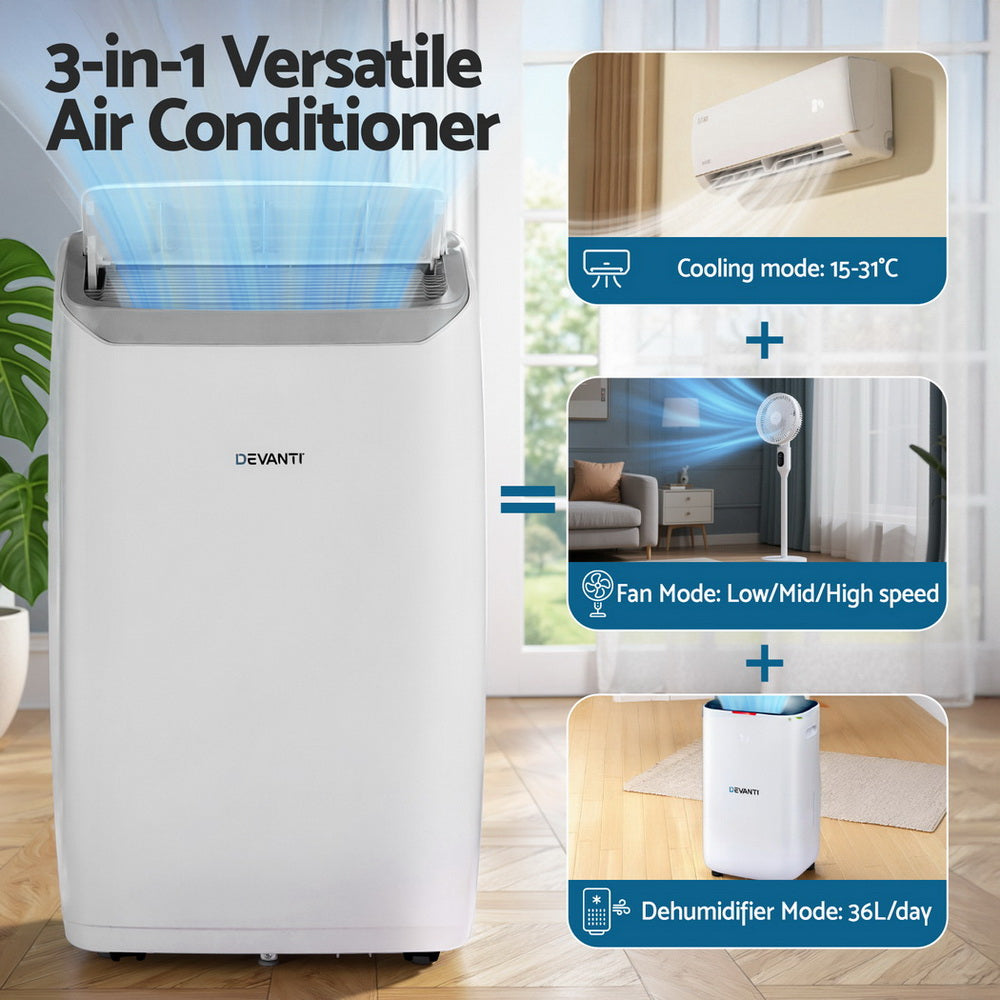 Devanti Portable Air Conditioner Dehumidifier Fan 14000BTU-3
