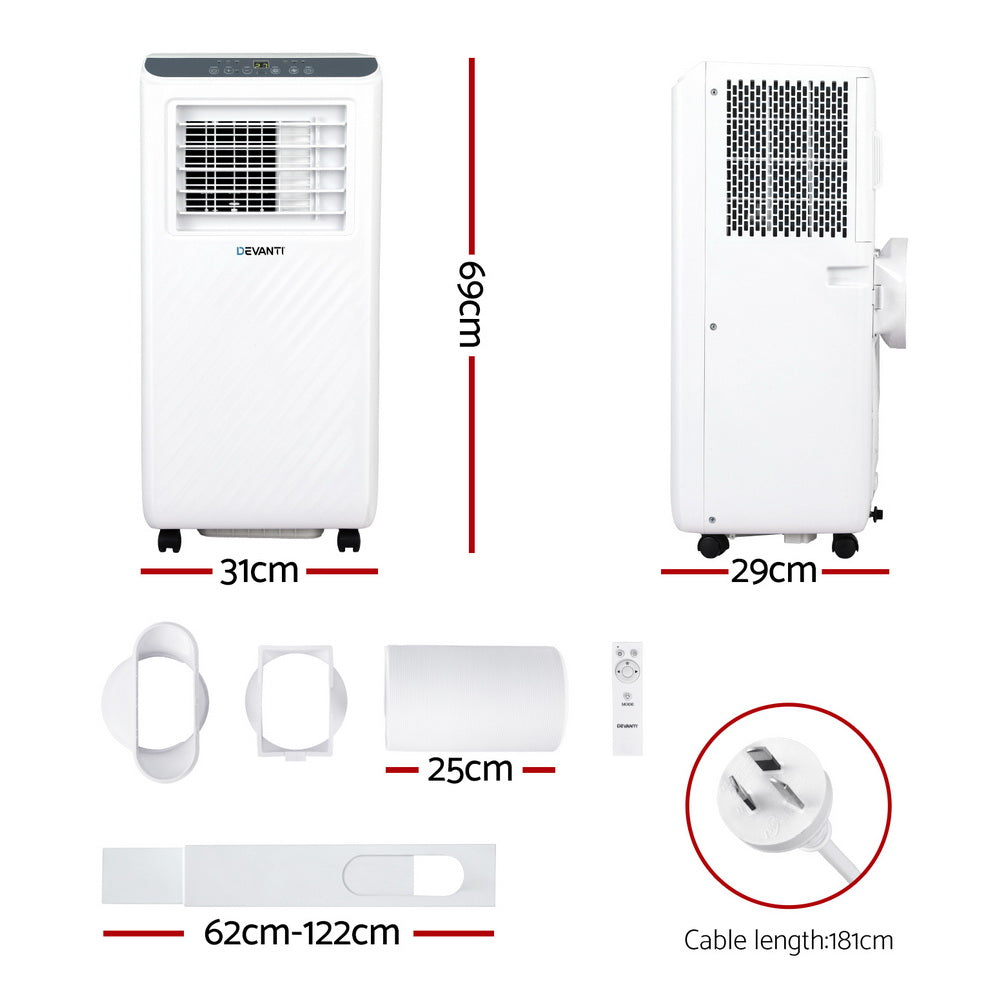 3-in-1 Devanti Portable Air Conditioner Dehumidifier Fan 7000BTU-1