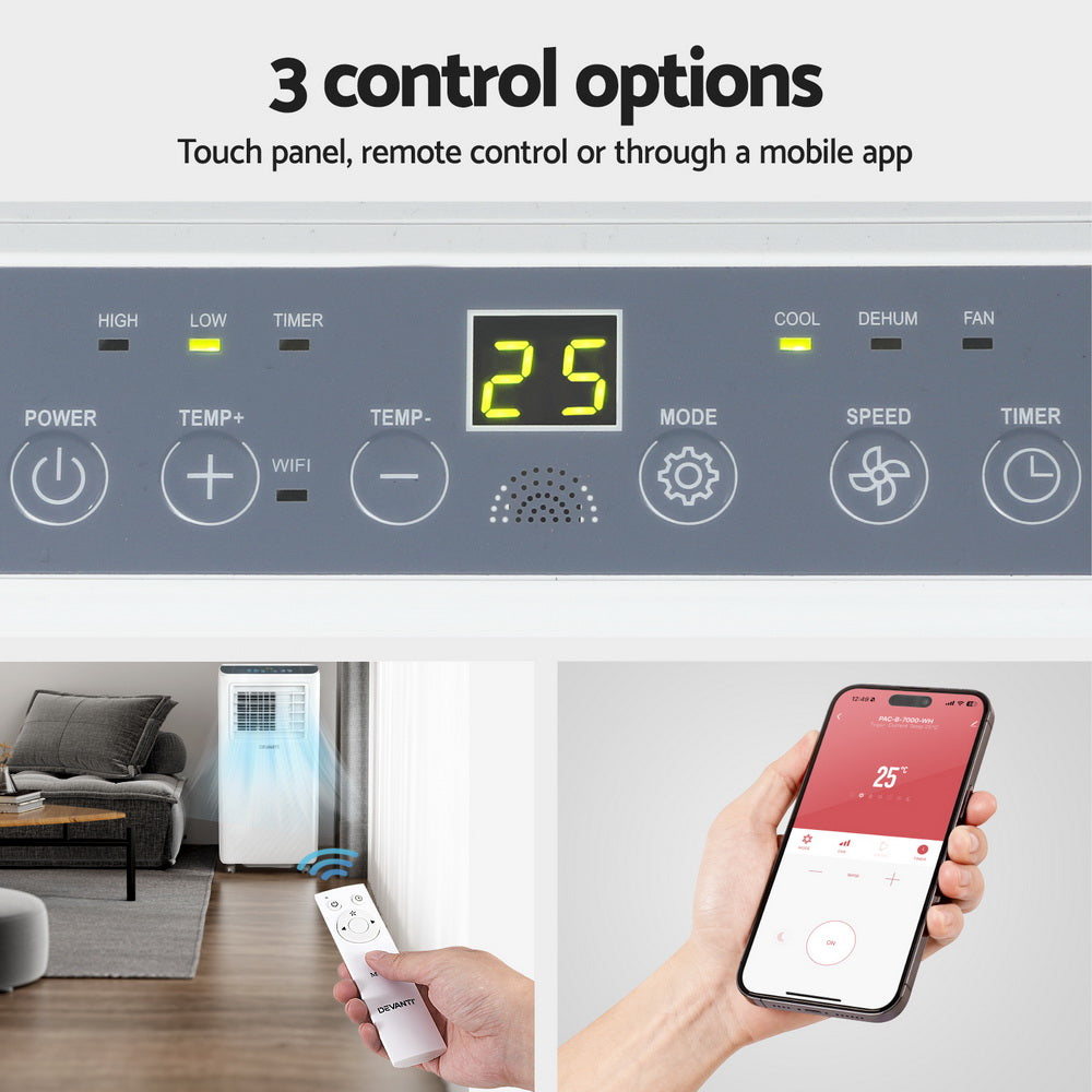3-in-1 Devanti Portable Air Conditioner Dehumidifier Fan 7000BTU-5