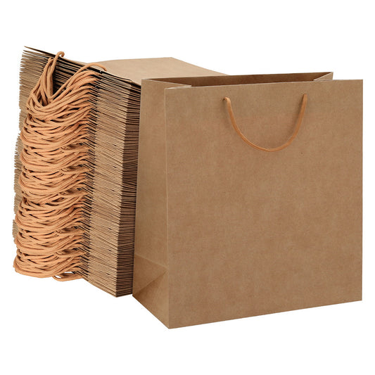 100pcs Bulk Kraft Paper Bags Pack Brown Shopping Retail Gift Bags Reusable Brown-0