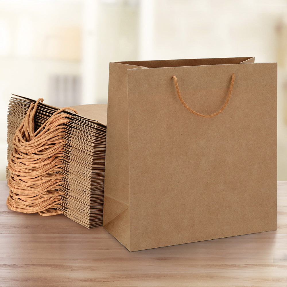 50pcs Bulk Kraft Paper Bags Pack Brown Shopping Retail Gift Bags Reusable Brown-4