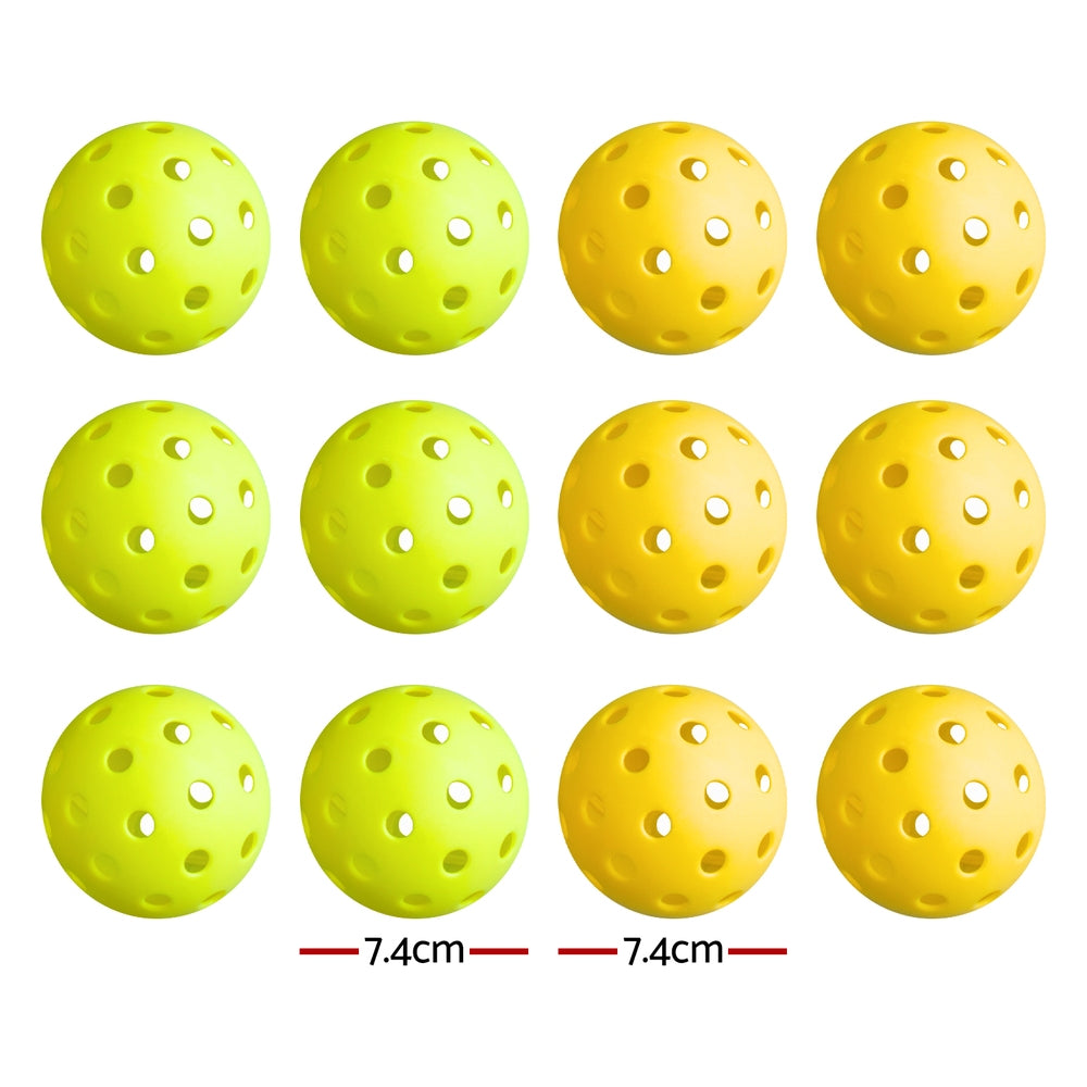 Everfit 12PC Pickleballs Set 40-Hole Design Indoor Outdoor Durable PE Balls Green/Yellow-1