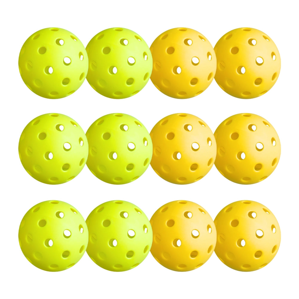 Everfit 12PC Pickleballs Set 40-Hole Design Indoor Outdoor Durable PE Balls Green/Yellow-2