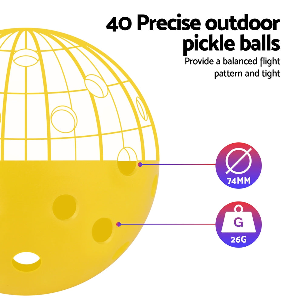 Everfit 12PC Pickleballs Set 40-Hole Design Indoor Outdoor Durable PE Balls Green/Yellow-4