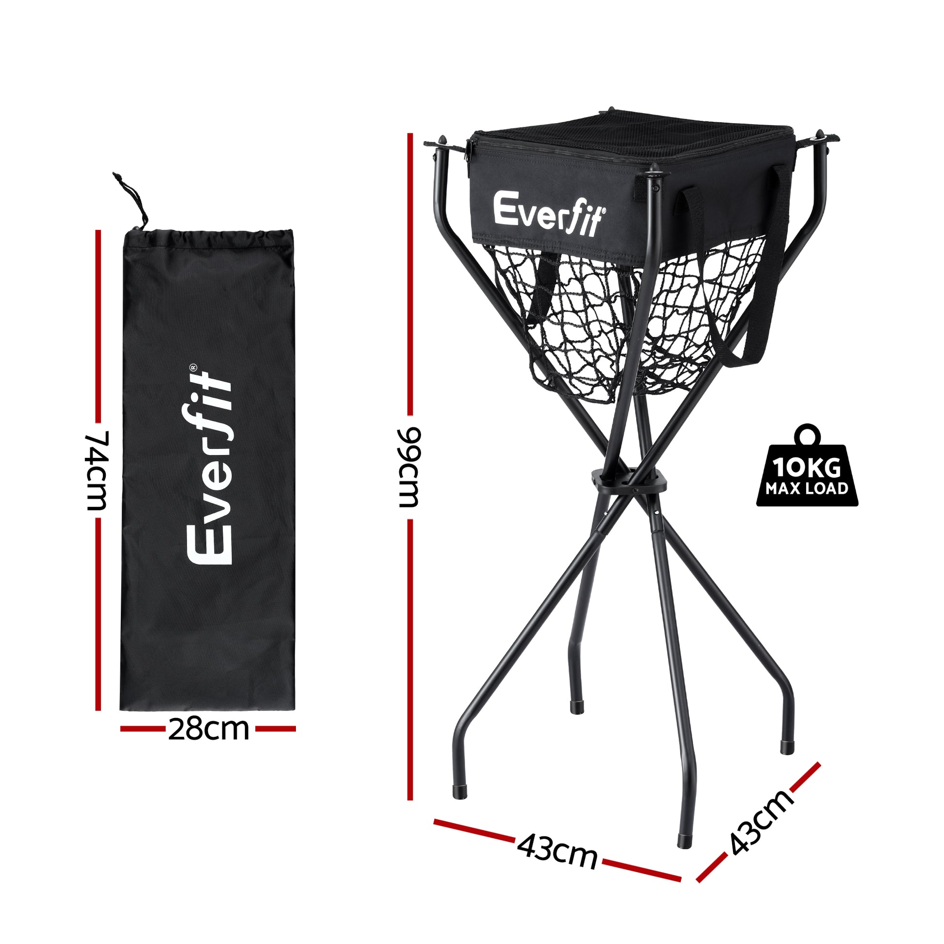 Everfit Portable Ball Cart Foldable Pickleball Tennis Baseball Softball-1