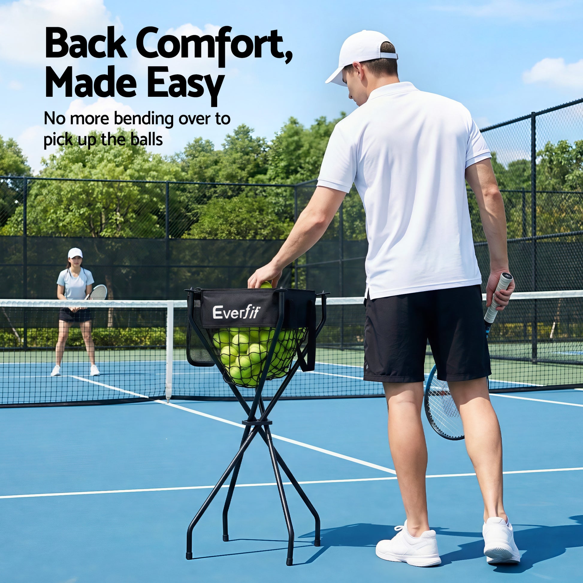 Everfit Portable Ball Cart Foldable Pickleball Tennis Baseball Softball-6