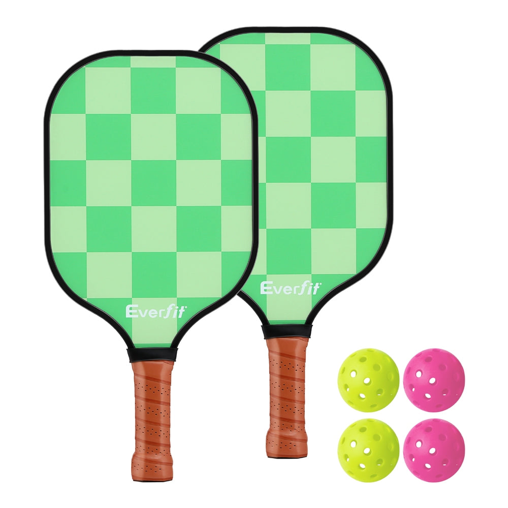 Everfit Pickleball Paddle Set Fiberglass with Balls Bag Tournament Kit 2PCS Pickle Balls Rackets-0