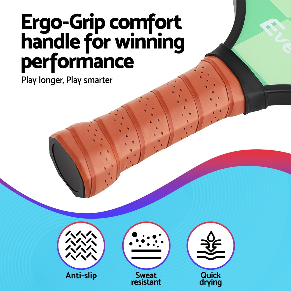 Everfit Pickleball Paddle Set Fiberglass with Balls Bag Tournament Kit 2PCS Pickle Balls Rackets-5