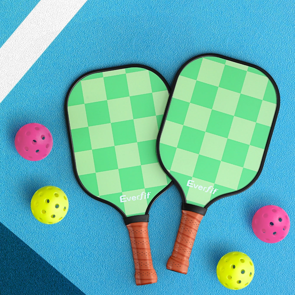 Everfit Pickleball Paddle Set Fiberglass with Balls Bag Tournament Kit 2PCS Pickle Balls Rackets-6