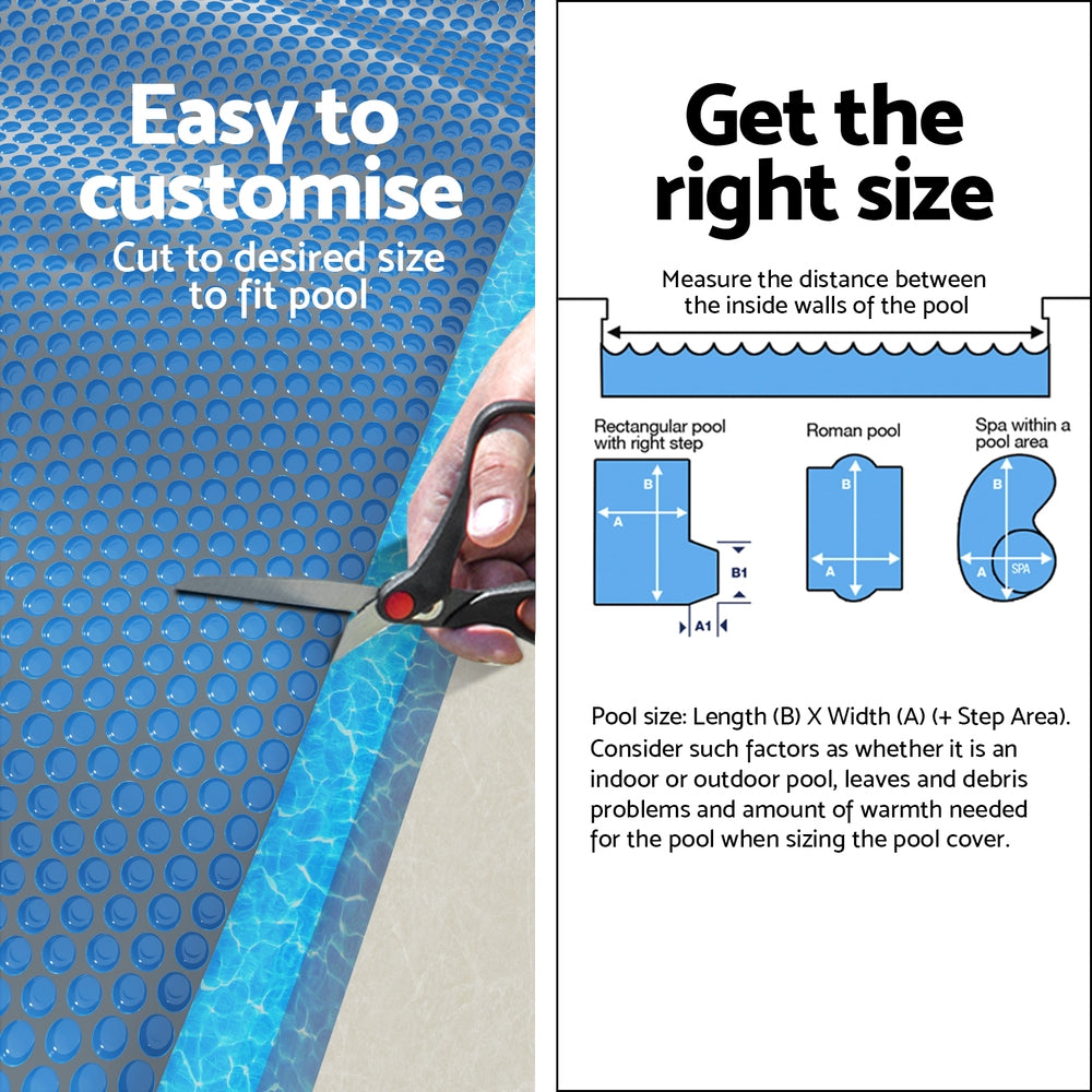 Aqua Buddy Pool Cover 10x4m 600 Micron Swimming Pool Solar Blanket Blue Black-5