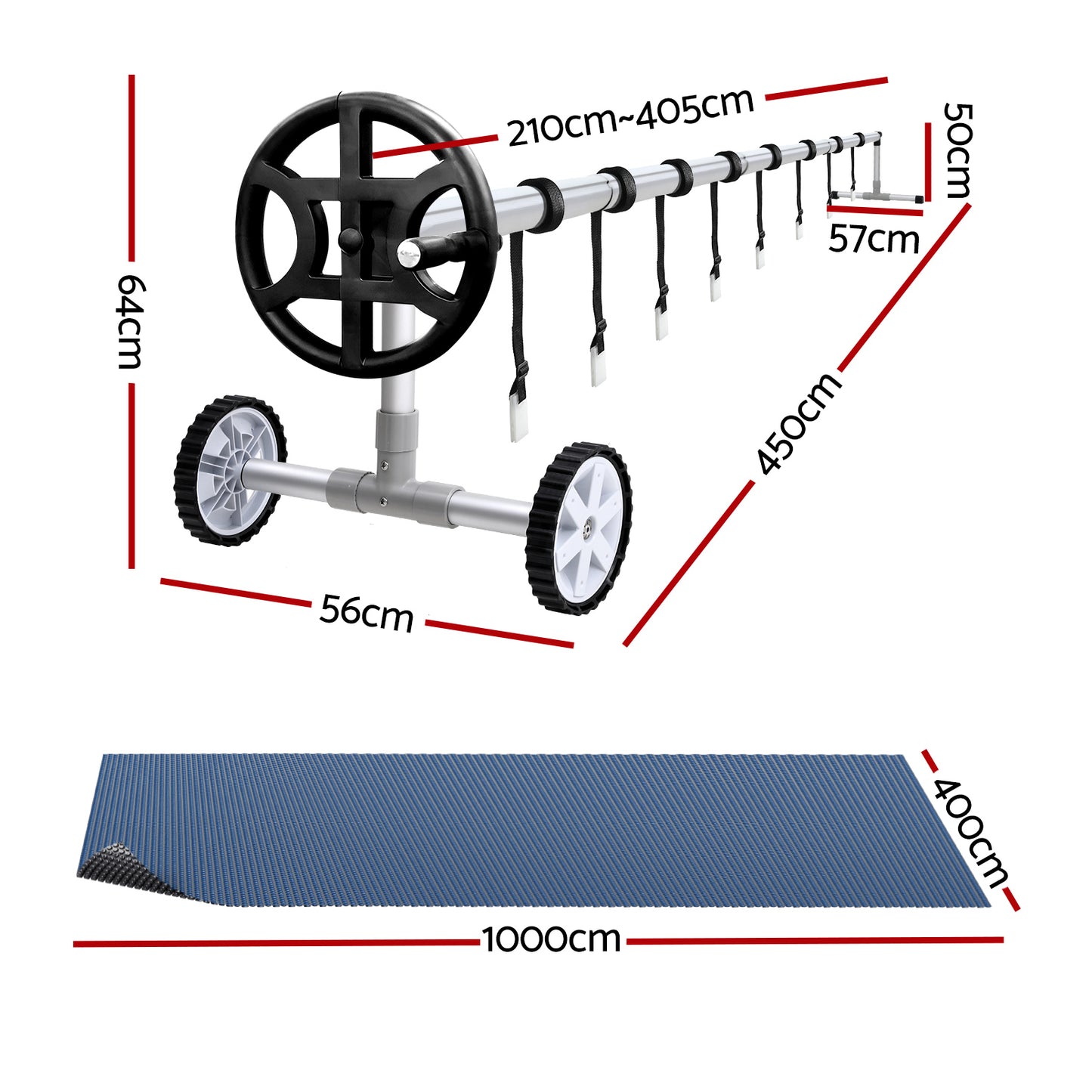 Aqua Buddy Pool Cover 600 Micron 10x4m w/ Roller 4m Swimming Pools Black Solar Blanket-1