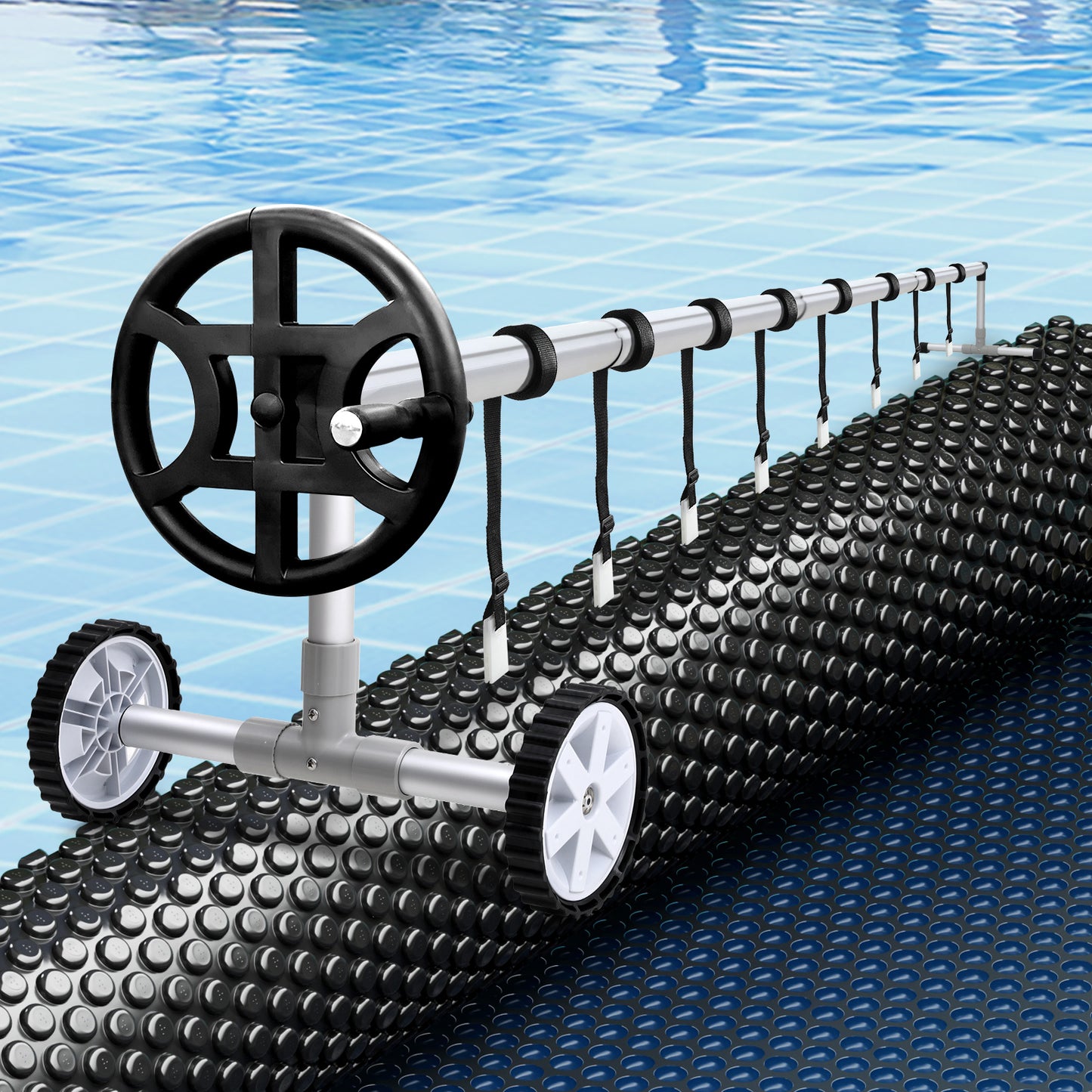 Aqua Buddy Pool Cover 600 Micron 10x4m w/ Roller 4m Swimming Pools Black Solar Blanket-6