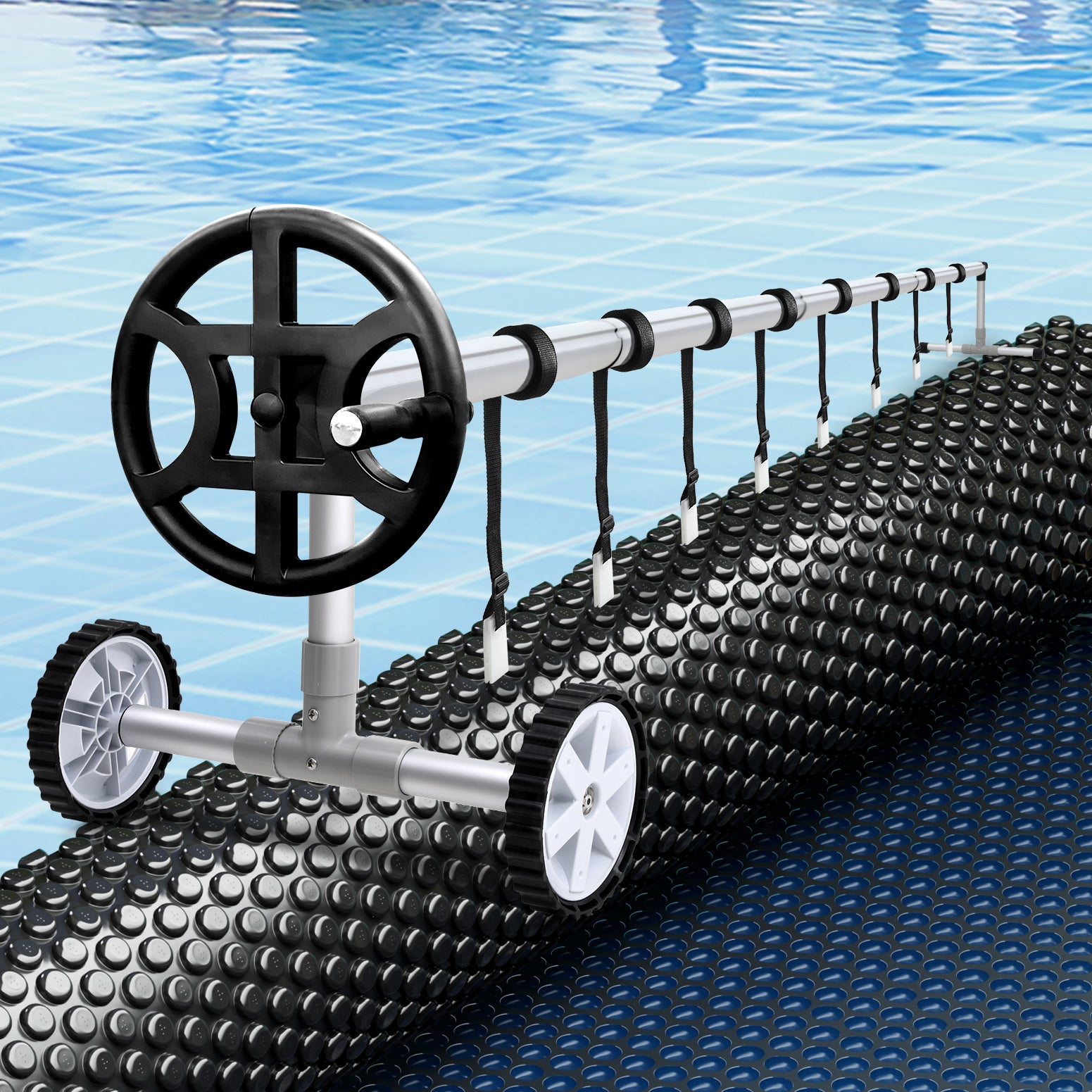 Aqua Buddy Pool Cover 600 Micron 10x4m w/ Roller 4m Swimming Pools Black Solar Blanket-6