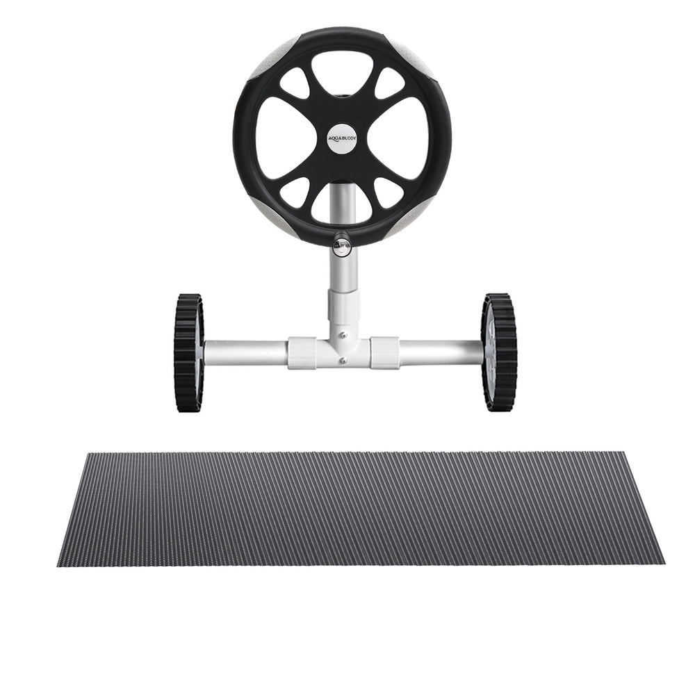 Aqua Buddy Pool Cover 600 Micron 10x4m w/ Roller 5.55m Swimming Pools Black Solar Blanket-2