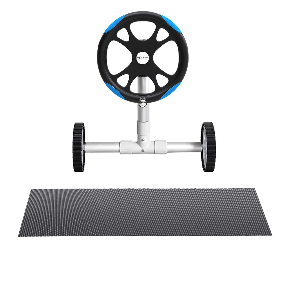 Aqua Buddy Pool Cover 600 Micron 10x4m w/ Roller 5.55m Black Solar Blanket-2