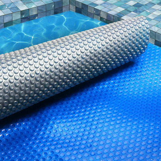 Aquabuddy Pool Cover 500 Micron 10.5x4.2m Swimming Pool Solar Blanket Blue Silver-0