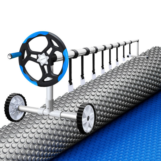 Aqua Buddy Pool Cover 600 Micron Solar Heat Blanket 10.5x4.2m w/ 5.55m Roller Blue-0