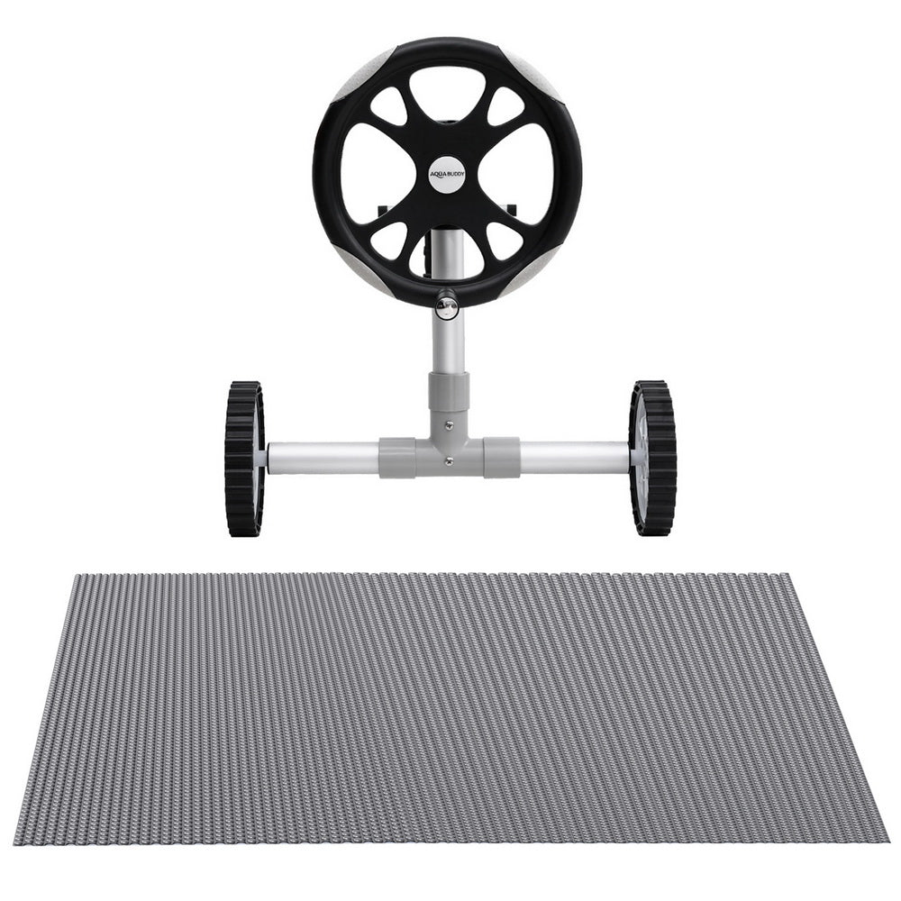 Aqua Buddy Pool Cover 600 Micron 11x6.2m w/ Roller 6.55m Swimming Pools Solar Blanket-2