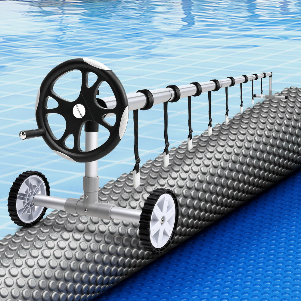 Aqua Buddy Pool Cover 600 Micron 11x6.2m w/ Roller 6.55m Swimming Pools Solar Blanket-0