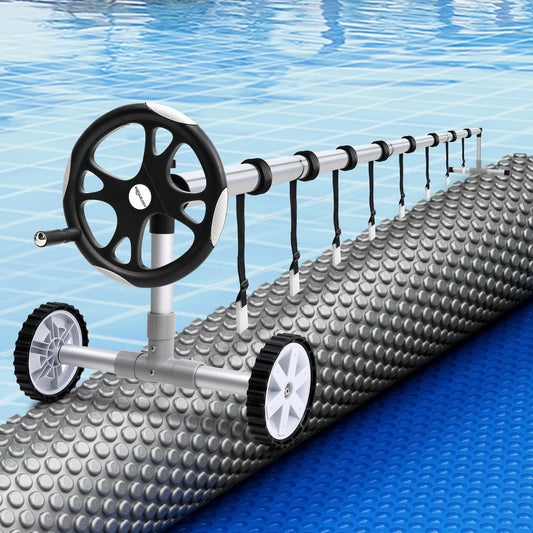 Aqua Buddy Pool Cover 600 Micron 11x6.2m w/ Roller 6.55m Swimming Pools Solar Blanket-0