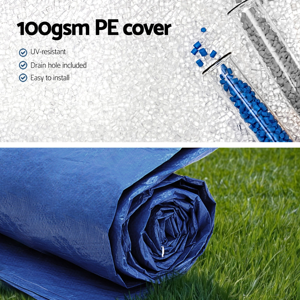 Aqua Buddy Pool Cover Fit 3.66m Round Above-ground Swimming Pool Blanket Blue-5