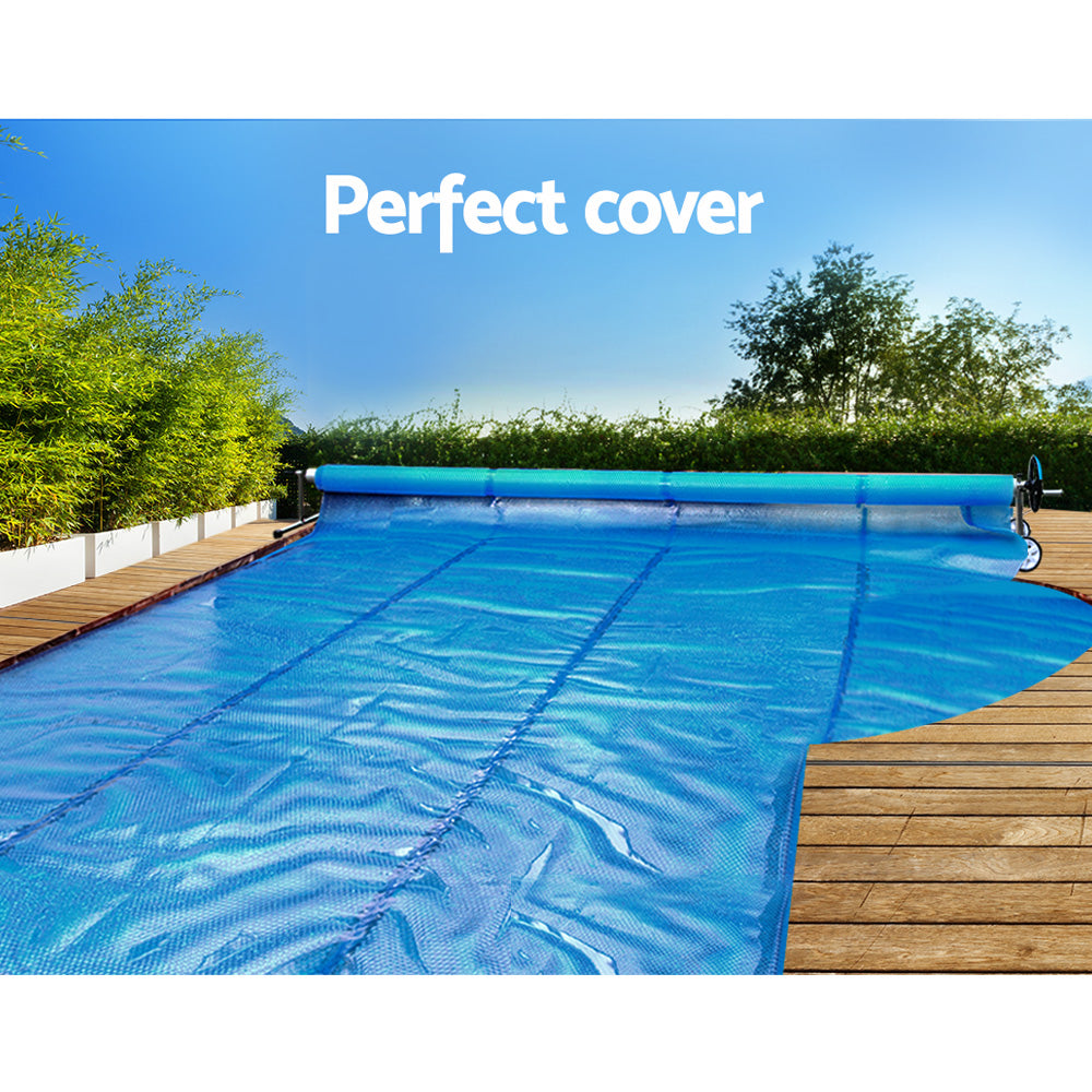 Aquabuddy Pool Cover 6.5x3m 400 Micron Silver Swimming Pool Solar Blanket 5.5m Roller-3