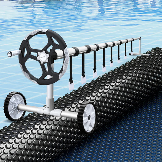 Aqua Buddy Pool Cover 600 Micron 6.5x3m w/ Roller 5.55m Swimming Pools Black Solar Blanket-0