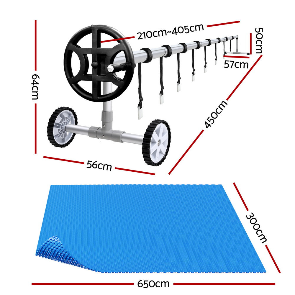 Aquabuddy Pool Cover 600 Micron 6.5x3m w/ Roller 4m Swimming Pools Solar Blanket-1