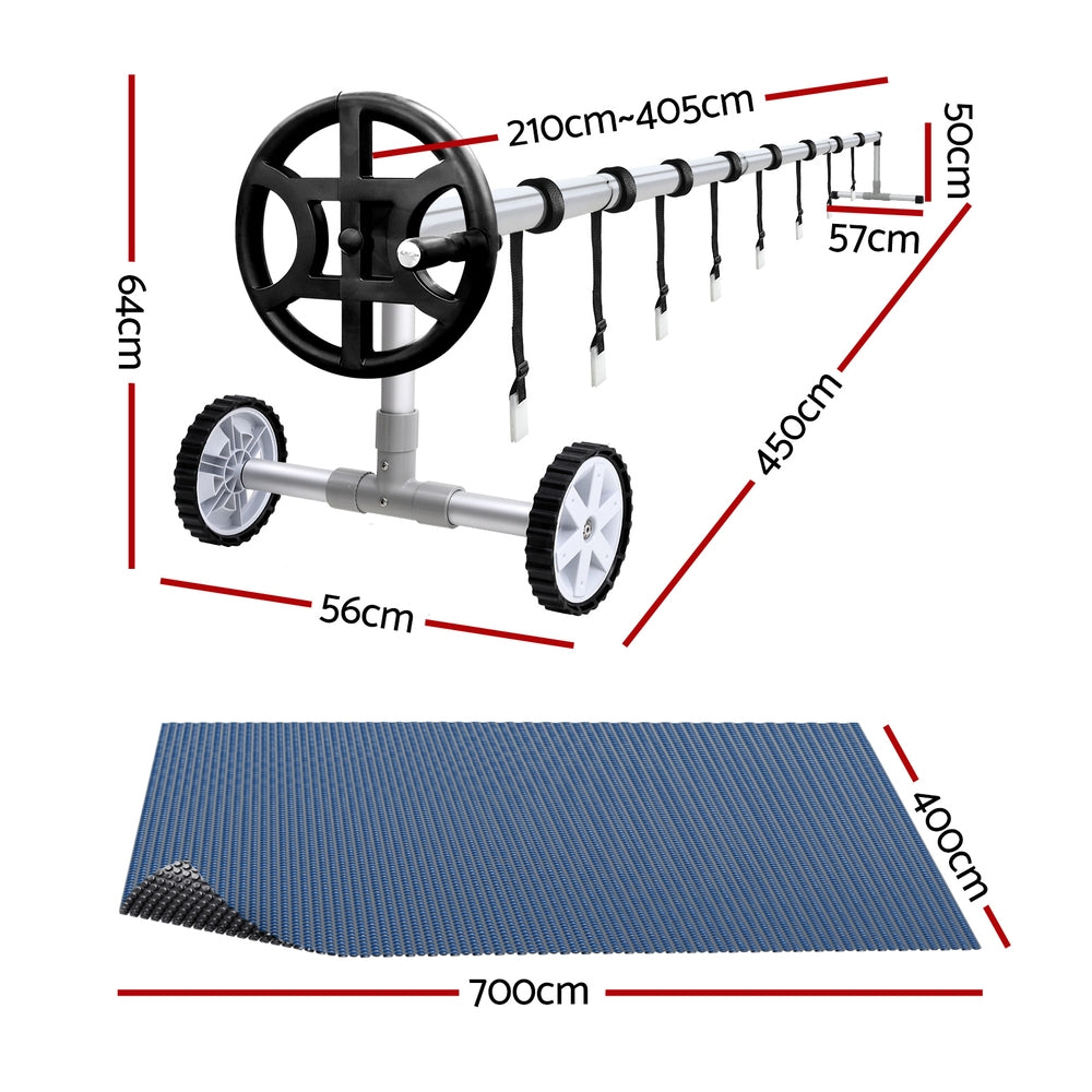 Aqua Buddy Pool Cover 600 Micron 7x4m w/ Roller 4m Swimming Pools Black Solar Blanket-1
