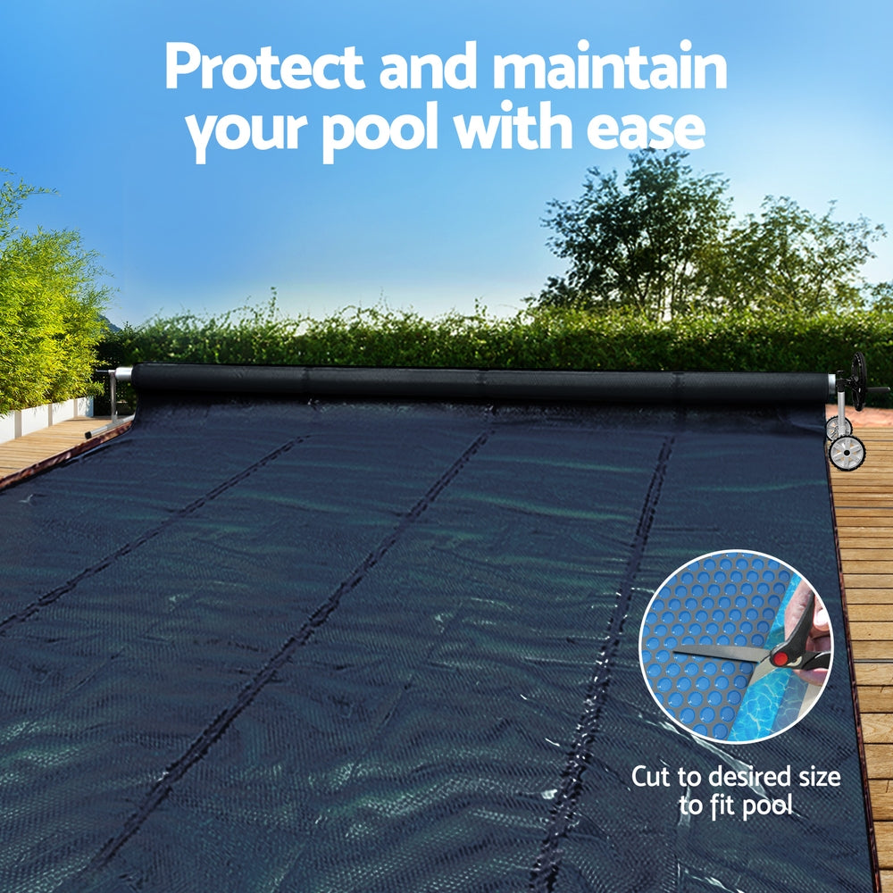 Aqua Buddy Pool Cover 600 Micron 7x4m w/ Roller 4m Swimming Pools Black Solar Blanket-3