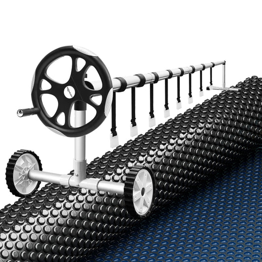 Aqua Buddy Pool Cover 600 Micron 7x4m w/ Roller 5.55m Swimming Pools Black Solar Blanket-0