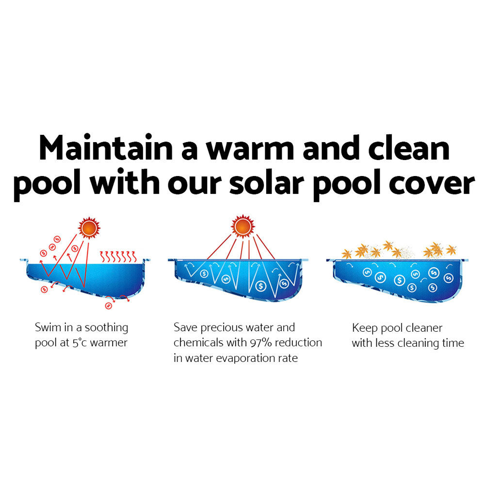 Aquabuddy Pool Cover 500 Micron 8x4.2m Swimming Pool Solar Blanket Blue Silver-2