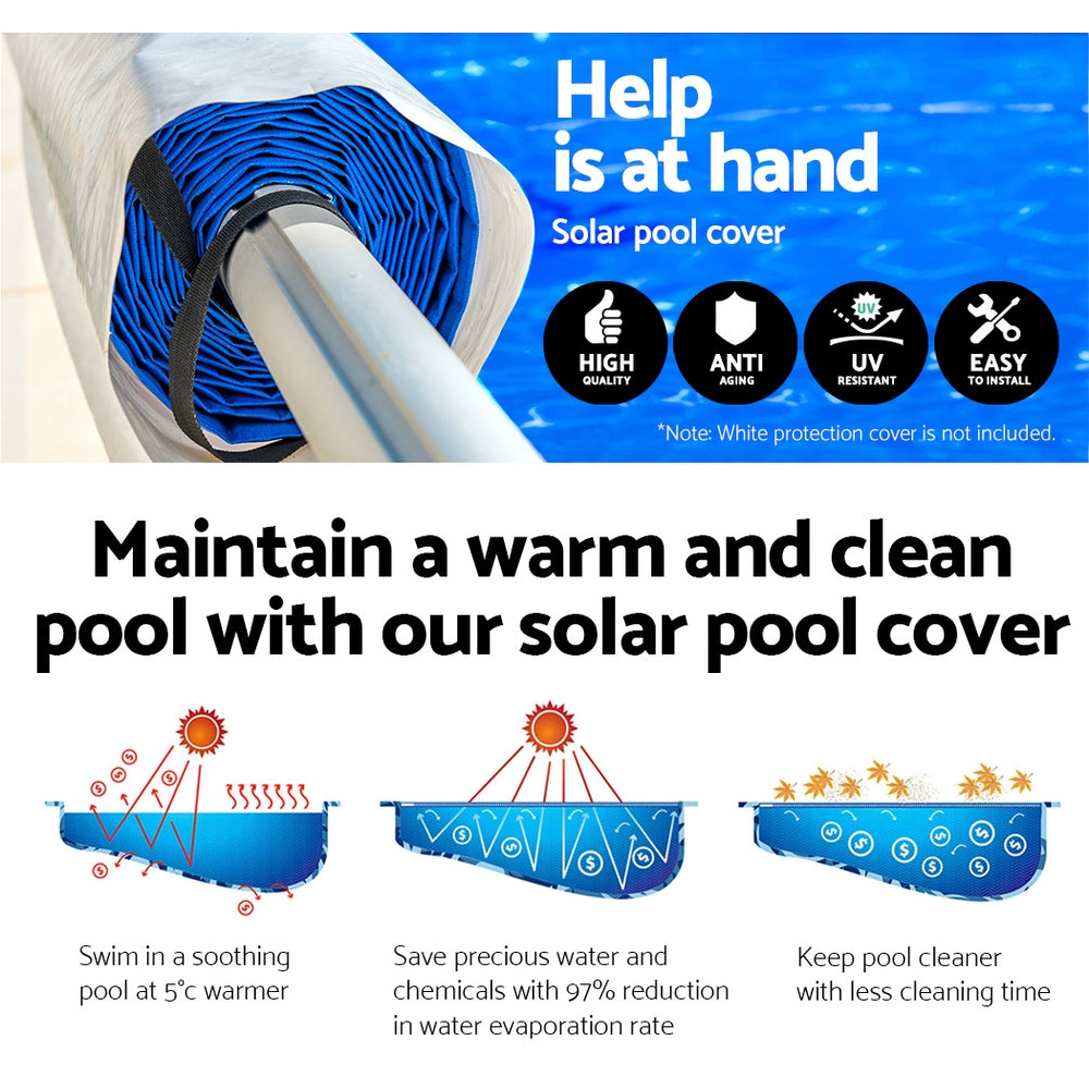 Aquabuddy Pool Cover 500 Micron 8x4.2m Swimming Pool Silver Solar Blanket 5.5m Roller-3
