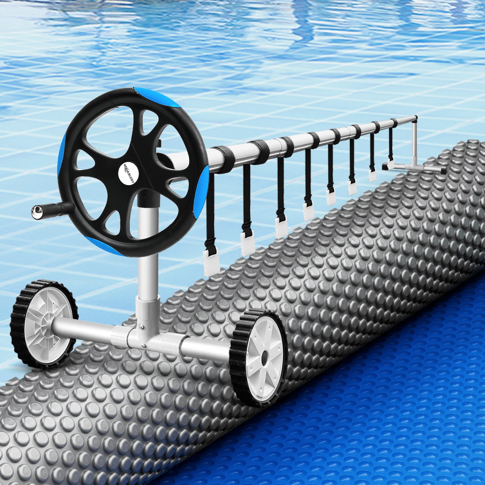 Aqua Buddy Pool Cover 600 Micron Solar Heat Blanket 8x4.2m w/ 5.55m Roller Blue-6