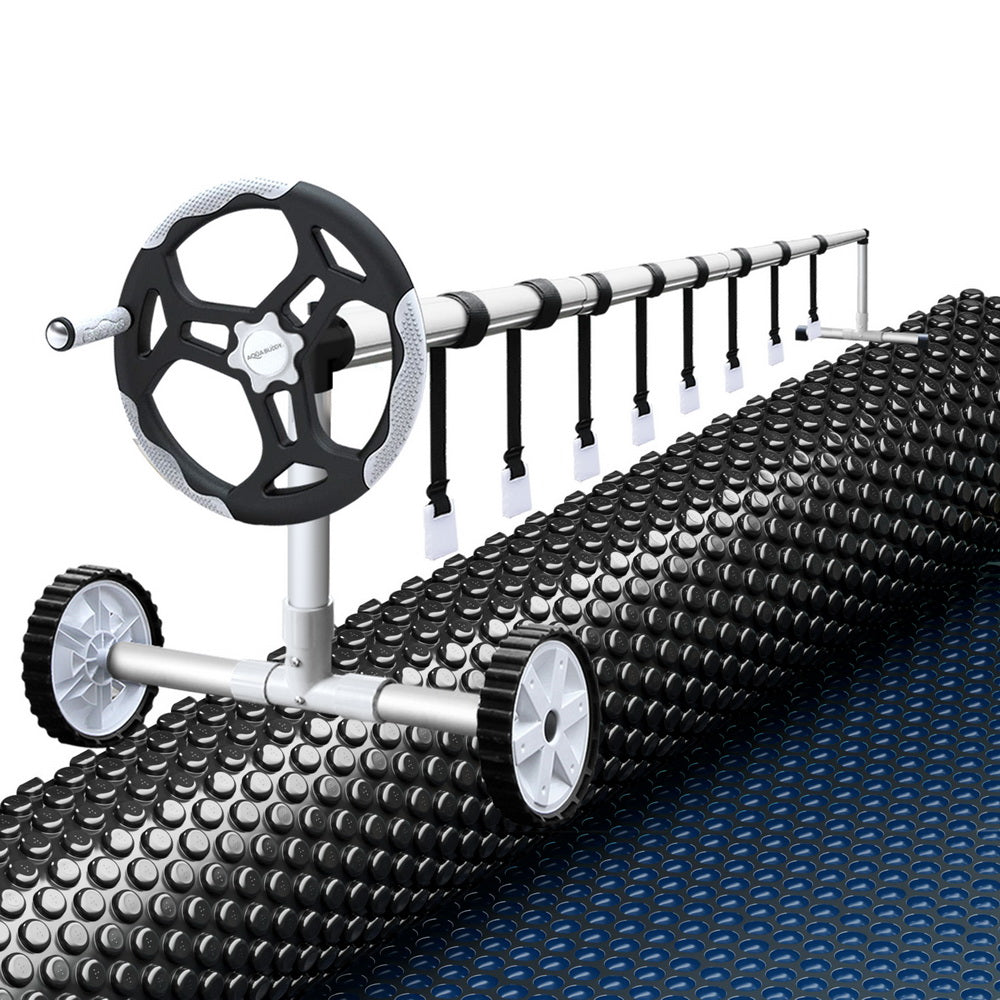 Aqua Buddy Pool Cover 600 Micron 8.5x4.2m w/ Roller 5.55m Swimming Pools Black Solar Blanket-6