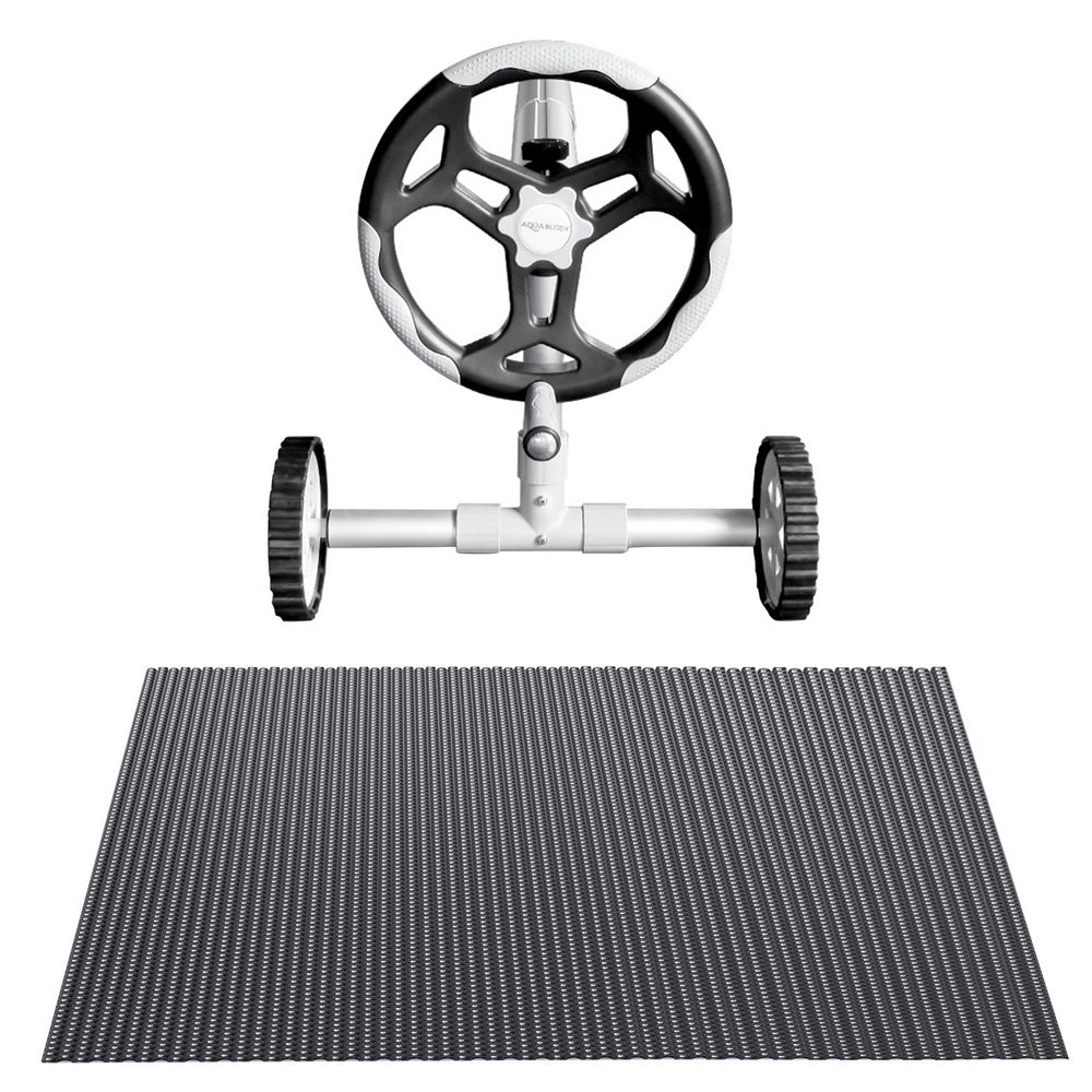 Aqua Buddy Pool Cover 600 Micron 8.5x4.2m w/ Roller 5.55m Swimming Pools Black Solar Blanket-2