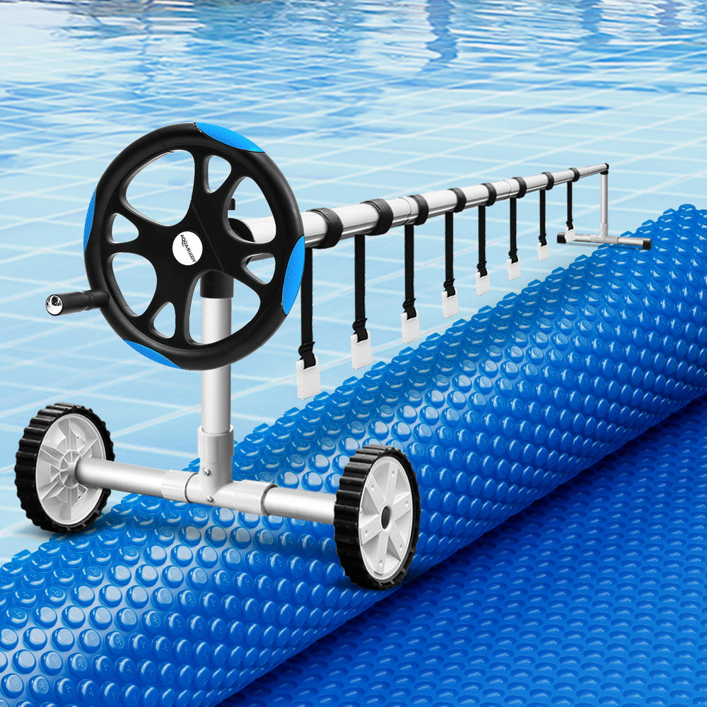 Aqua Buddy Pool Cover 600 Micron Solar Heat 9.5x5m Blanket w/ 5.55m Roller Blue-6