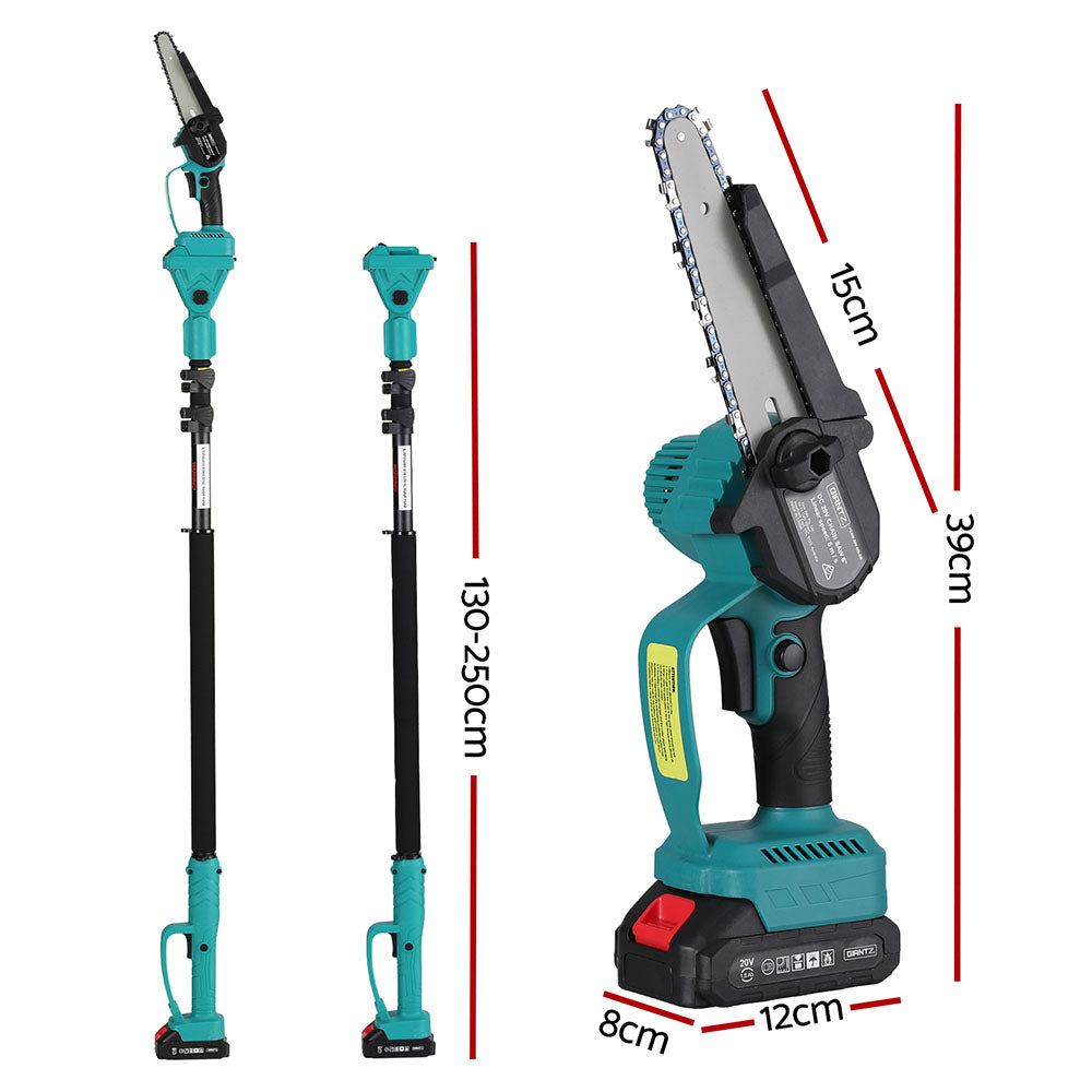Giantz Telescopic Pole Chainsaw 6 Inch Cordless Tree Trimmer Kit 20V Battery-1