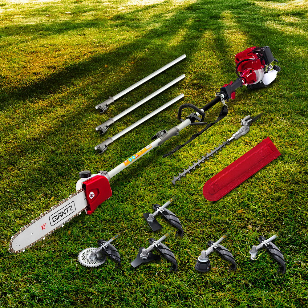Giantz 40CC Pole Chainsaw Hedge Trimmer Brush Cutter Whipper Saw 4-Stroke 7-in-1-0